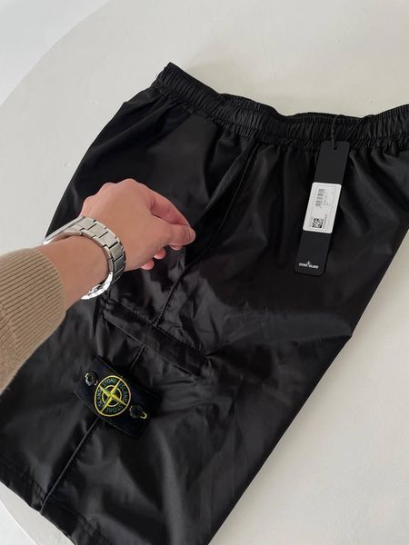 Чоловічі шорти Stone Island чорні з нейлону Бриджі Стойн Айленд Гла-103 фото