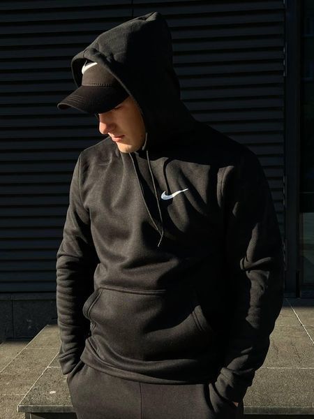 Чоловіче зимове худі Nike чорне Кофта з капюшоном Найк Rap-RD013 фото