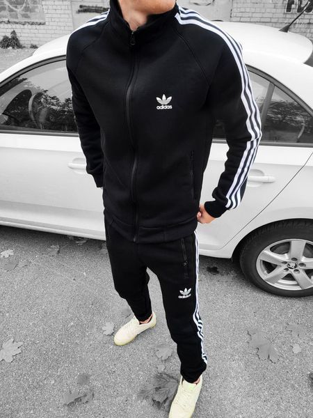 Мужской зимний спортивный костюм Adidas черный Комплект Адидас без капюшона Хар-432 фото