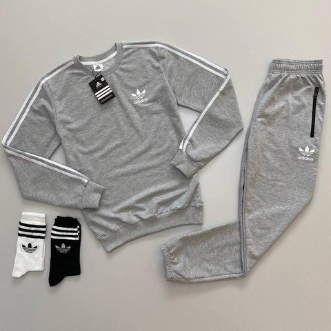 Мужской спортивный костюм Adidas без капюшона белый Комплект Адидас Свитшот Штаны Хар-82 фото
