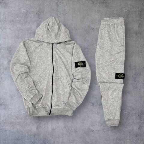 Мужской спортивный костюм Stone Island серый Комплект Стон Айленд Кофта на змейке Штаны Univer-21 4 фото