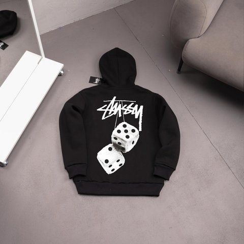 Мужское зимнее худи Stussy с капюшоном черное Толстовка Стусси Ads-492 фото