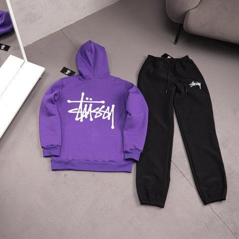 Мужской зимний спортивный костюм Stussy фиолетовый Комплект Стусси Худи Штаны плащевка Ads-534 фото