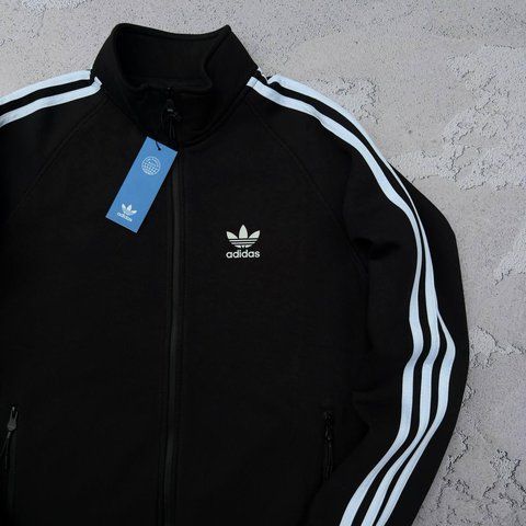 Мужская зимняя кофта Adidas без капюшона черная Олимпийка Адидас на молнии Хар-510 фото