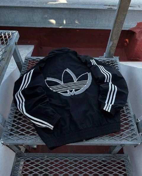 Мужская ветровка Adidas черная рефлектив без капюшона Куртка Адидас весенняя осенняя Хар-530 2 фото