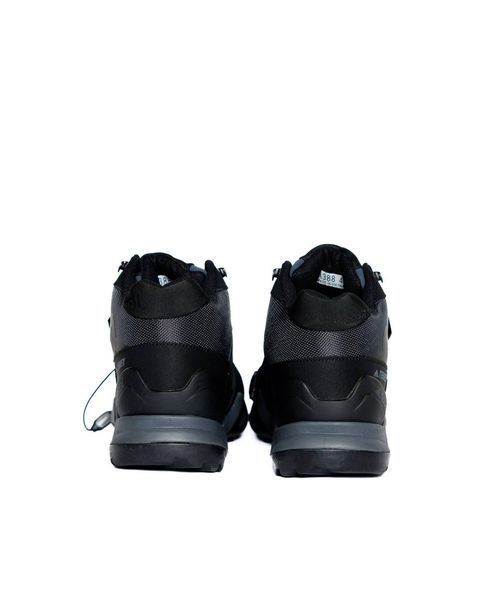 Мужские зимние кроссовки Adidas Terrex Fast R Mid Gore-Tex черные с синим Адидас рипстоп на гортекс Pow-AD116 фото