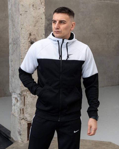 Чоловічий спортивний костюм Nike з лампасами чорний Комплект Найк Кофта на змійці Штани з дайвінгу Sta-272 фото