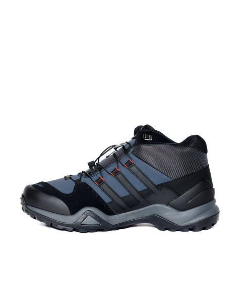 Мужские зимние кроссовки Adidas Terrex Fast R Mid Gore-Tex черные с синим Адидас рипстоп на гортекс Pow-AD116 фото