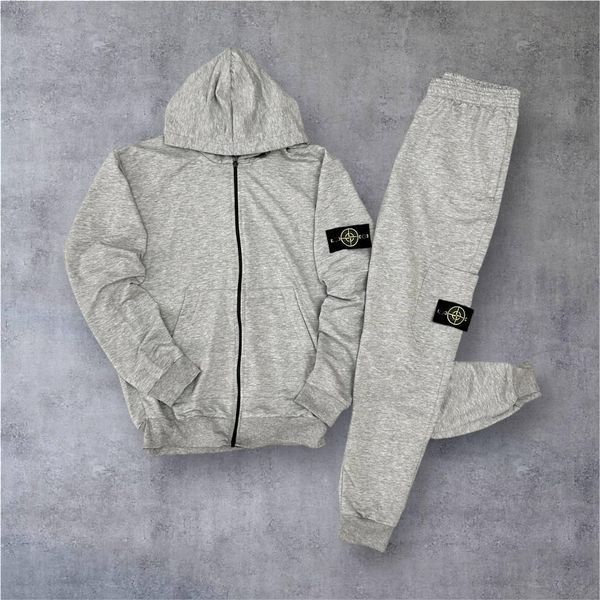 Чоловічий спортивний костюм Stone Island сірий Комплект Стон Айленд Кофта на змійці Штани Univer-21 4 фото