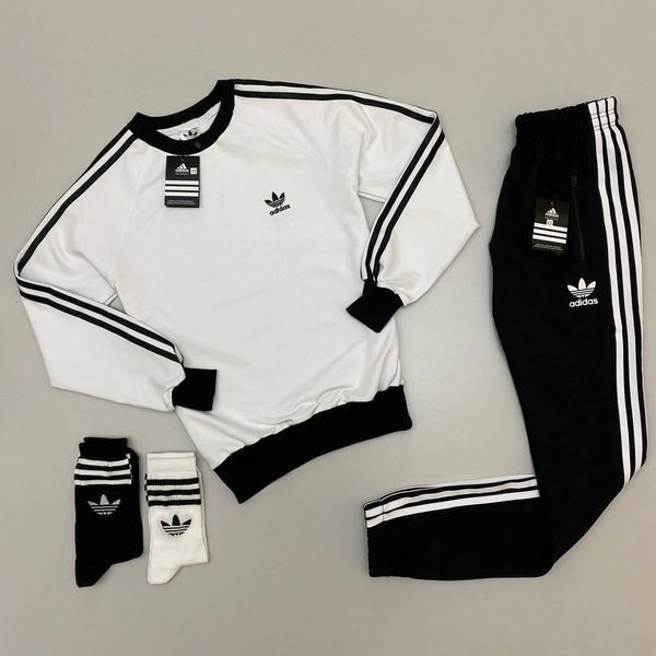 Мужской спортивный костюм Adidas без капюшона белый Комплект Адидас Свитшот Штаны Хар-82 фото