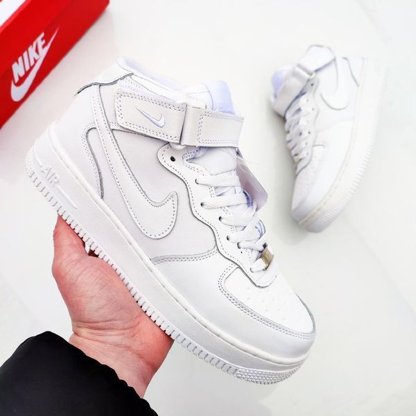 Мужские зимние кроссовки Nike Air Force 1 White на меху белые Найк Аир Форс кожаные Milf-NWP011101-ТА фото
