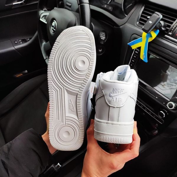 Мужские зимние кроссовки Nike Air Force 1 White на меху белые Найк Аир Форс кожаные Milf-NWP011101-ТА фото