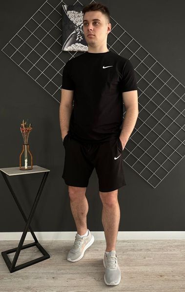 Мужской летний костюм 3в1 Nike Футболка Шорты Панамка черный комплект Найк Rap-RD171/RD206/ПАНАМА фото