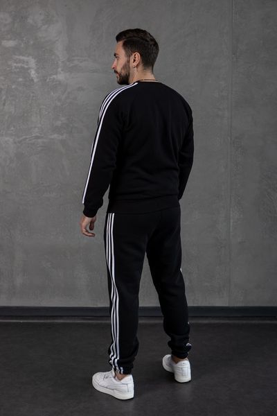 Мужской зимний спортивный костюм Adidas с лампасами черный Комплект Адидас без капюшона Хар-319 фото