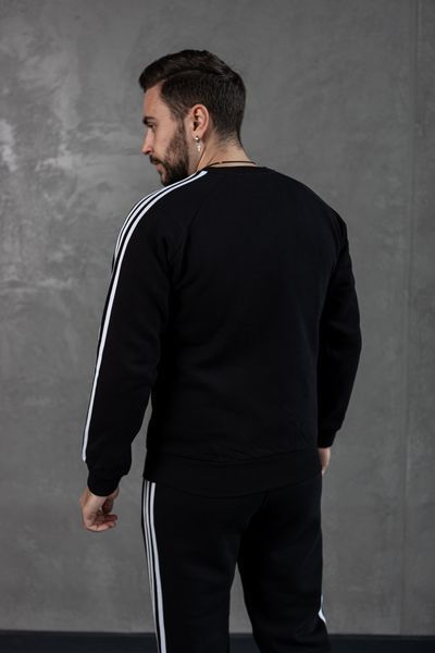 Мужской зимний спортивный костюм Adidas с лампасами черный Комплект Адидас без капюшона Хар-319 фото
