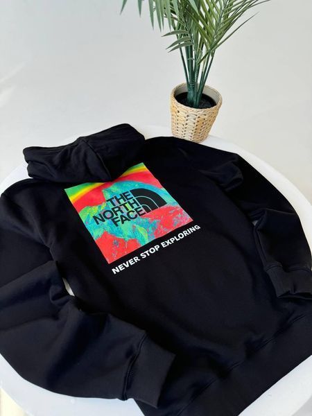Мужское зимнее худи The North Face на микрофлисе черное Кофта ТНФ с капюшоном Гла-130 фото