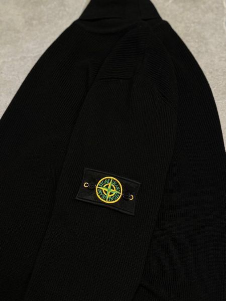 Чоловічий зимовий гольф Stone Island із патчем під горло чорний Светр Стон Айленд Моло-900-404 фото