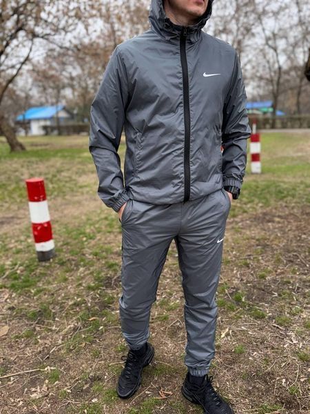 Мужской спортивный костюм Nike из плащевки серый Комплект Найк Ветровка Штаны Sta-261 фото