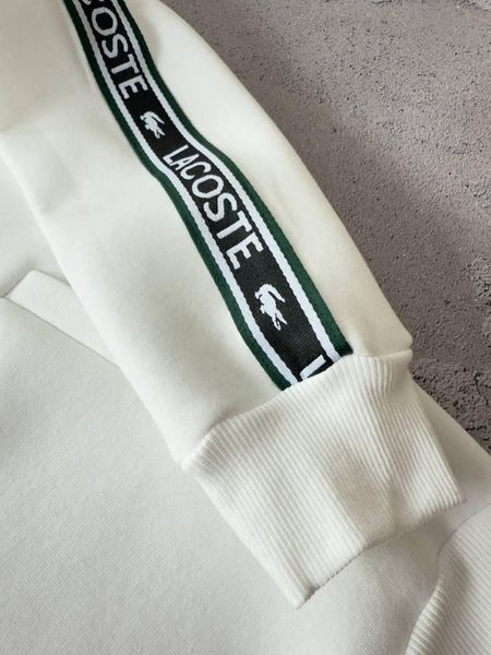 Мужской зимний спортивный костюм Lacoste без капюшона белый Набор Лакост Кофта Брюки с лампасами Хар-688 фото