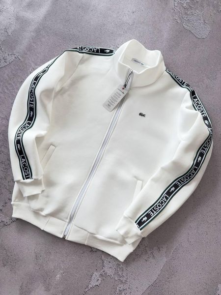 Мужской зимний спортивный костюм Lacoste без капюшона белый Набор Лакост Кофта Брюки с лампасами Хар-688 фото