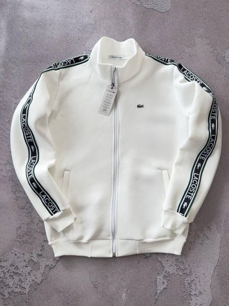 Мужской зимний спортивный костюм Lacoste без капюшона белый Набор Лакост Кофта Брюки с лампасами Хар-688 фото