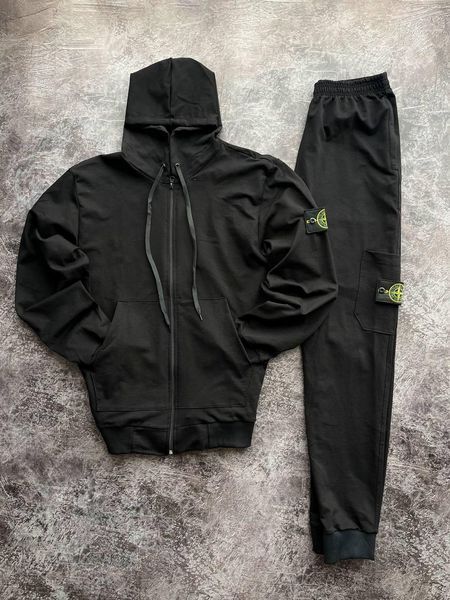 Мужской зимний спортивный костюм Stone Island хаки Комплект Стон Айленд на молнии Univer-89 фото