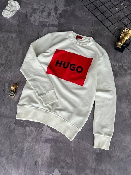 Мужской свитшот Hugo Boss молочный Кофта Хьюго Босс без капюшона Моло-760-31 фото
