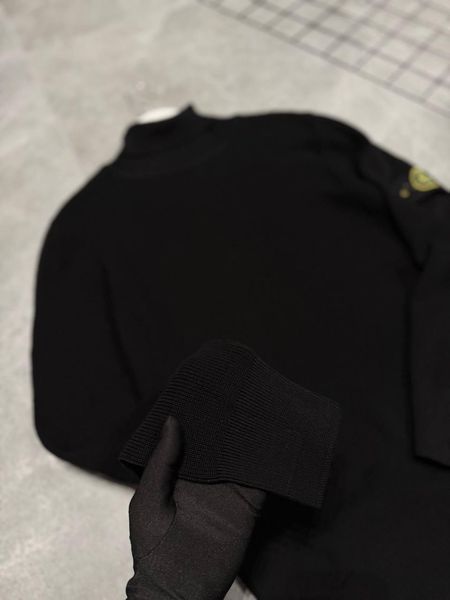 Чоловічий зимовий гольф Stone Island із патчем під горло чорний Светр Стон Айленд Моло-900-404 фото