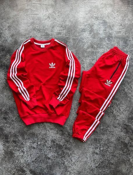 Чоловічий спортивний костюм Adidas без капюшона червоний Комплект Адідас Світшот Штани Pav-173 фото
