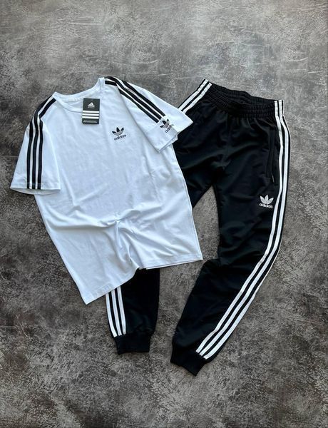 Чоловічий літній костюм Adidas чорний Набір Адідас Футболка Штани Pav-502 фото