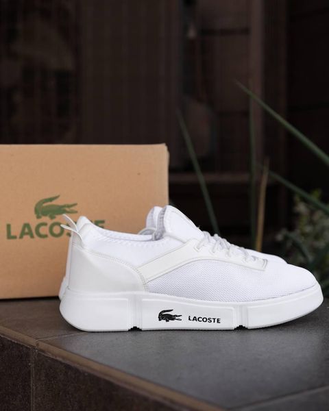 Мужские кроссовки Lacoste в сетку белые кеды Лакост Pow-LC015 фото