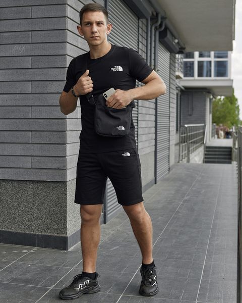 Чоловічий літній костюм The North Face Футболка Шорти Барсетка чорний комплект ТНФ Intr-9610516741 фото