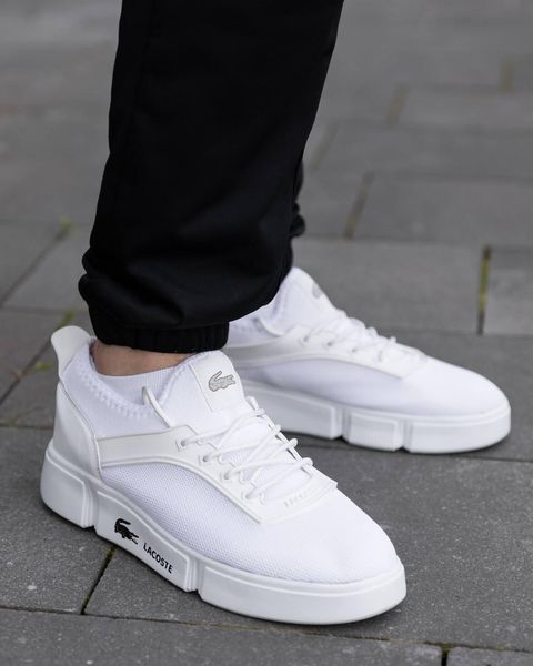 Мужские кроссовки Lacoste в сетку белые кеды Лакост Pow-LC015 фото