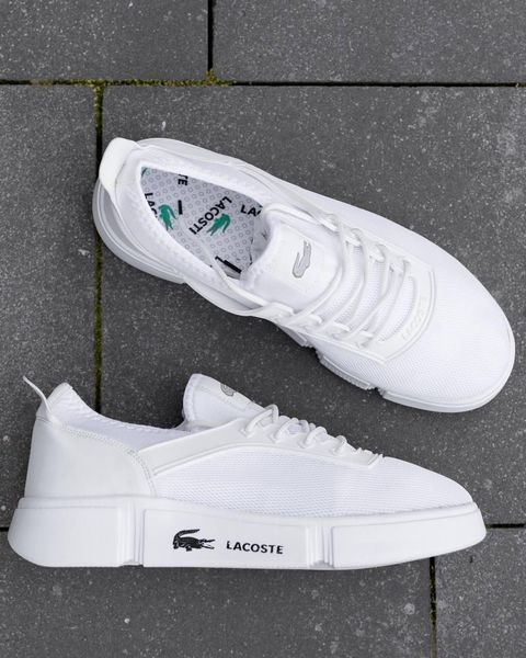 Мужские кроссовки Lacoste в сетку белые кеды Лакост Pow-LC015 фото