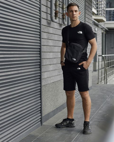 Чоловічий літній костюм The North Face Футболка Шорти Барсетка чорний комплект ТНФ Intr-9610516741 фото
