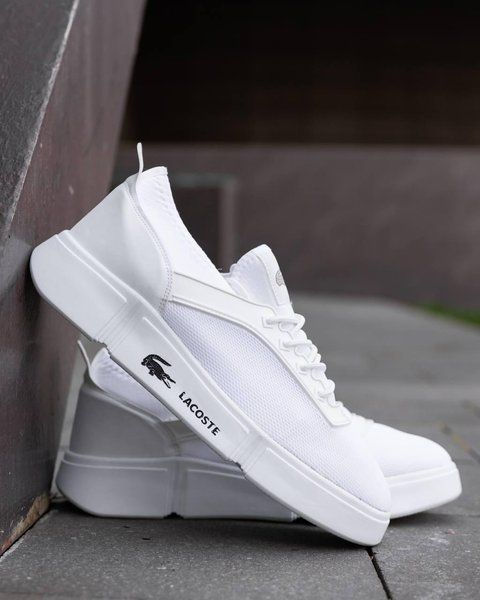 Мужские кроссовки Lacoste в сетку белые кеды Лакост Pow-LC015 фото