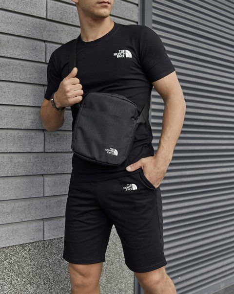 Мужской летний костюм The North Face Футболка Шорты Барсетка черный Комплект ТНФ Intr-9610516741 фото