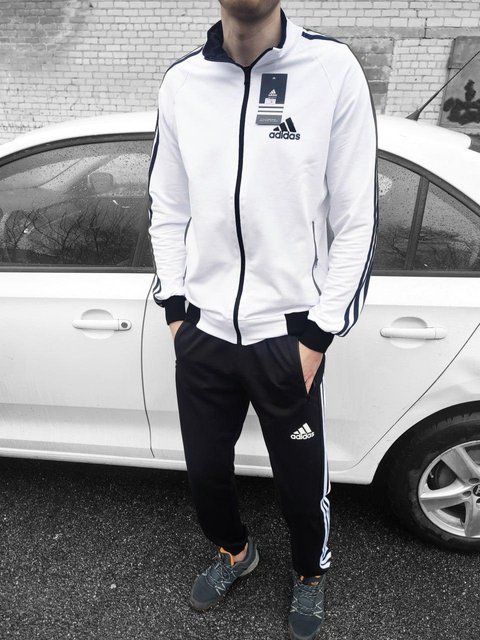 Мужской спортивный костюм Adidas белый Хар-832 (коп3) фото