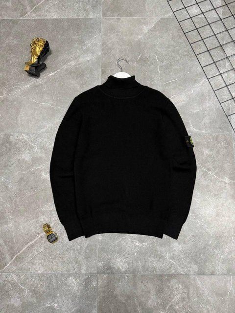 Мужской зимний гольф Stone Island с патчем под горло черный Свитер Стон Айленд Моло-900-404 фото