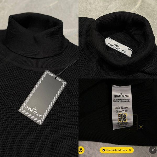 Чоловічий зимовий гольф Stone Island із патчем під горло чорний Светр Стон Айленд Моло-900-404 фото
