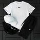 Мужской летний костюм Nike Футболка Шорты Кепка Барсетка белый с черным комплект Найк Hot-144 фото 3