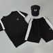 Чоловічий літній костюм Fred Perry Футболка Шорти Кепка чорний Комплект Фред Перрі з лампасами Will-FP0016 фото 2