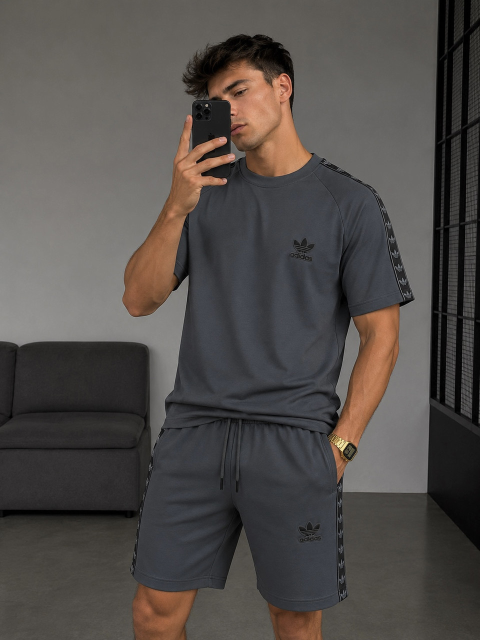 Чоловічий літній костюм Adidas сірий
